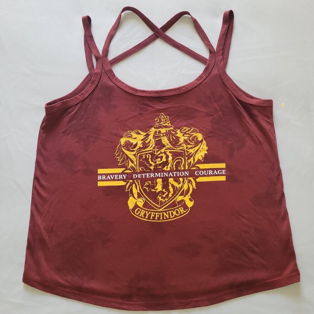 Hot Topic Harry Potter Gryffindor Strappy Tank Cami Womens LG Maroon Yellow Logo